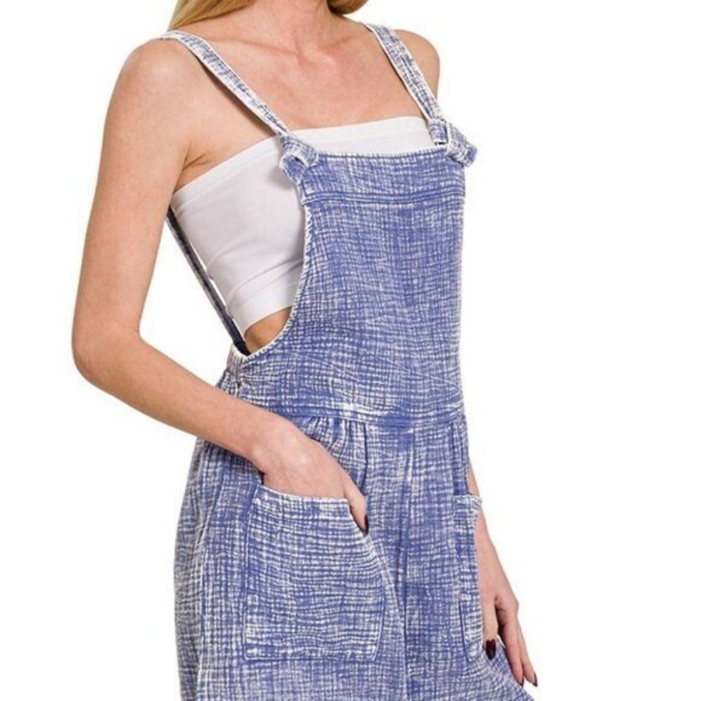 Zenana Woven Double Gauze Acid Washed Romper Boho Festival S / #26459 - Picture 3 of 4